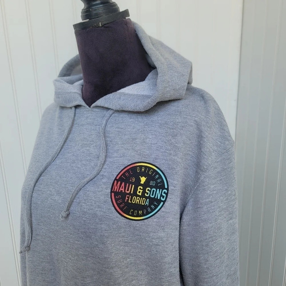 Maui and Sons Florida Surf Company Women's Gray Pullover Hoodie Sweatshirt S - Picture 3 of 9